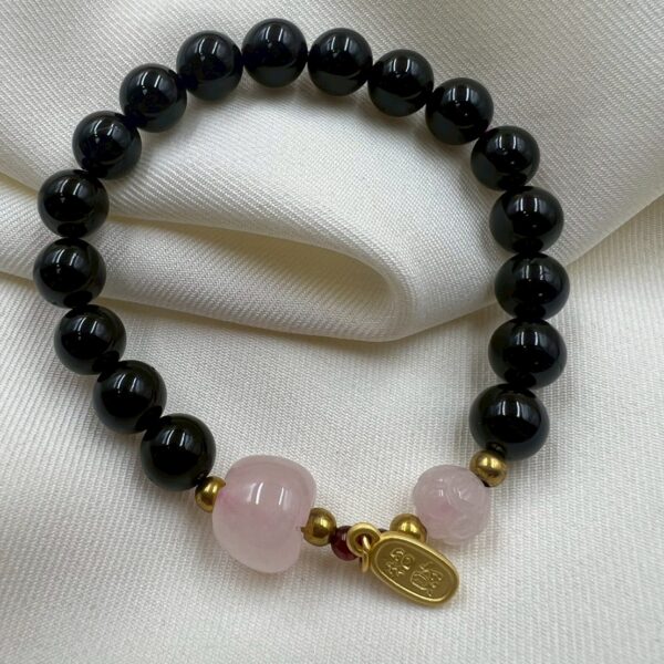 黑碧璽粉水晶手串