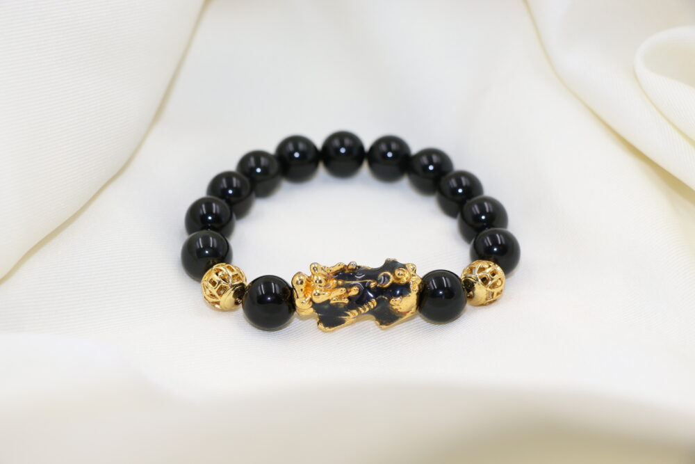 黑曜石溫感貔貅手串