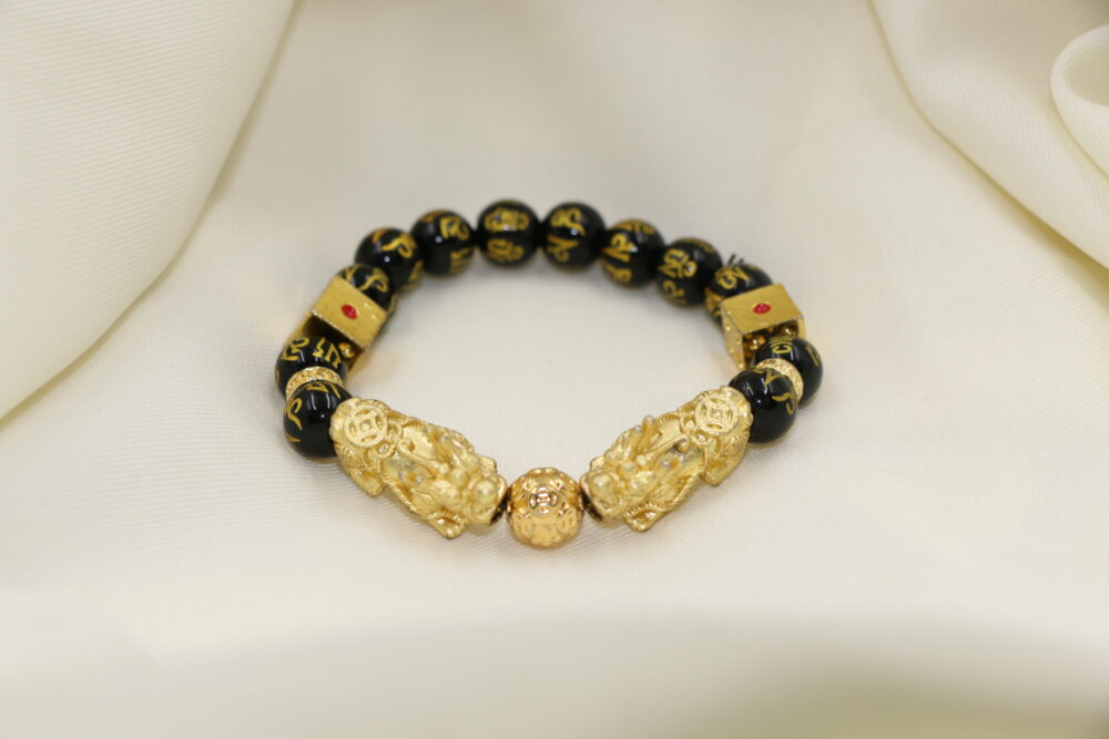 六字箴言流沙金貔貅(霧)手串