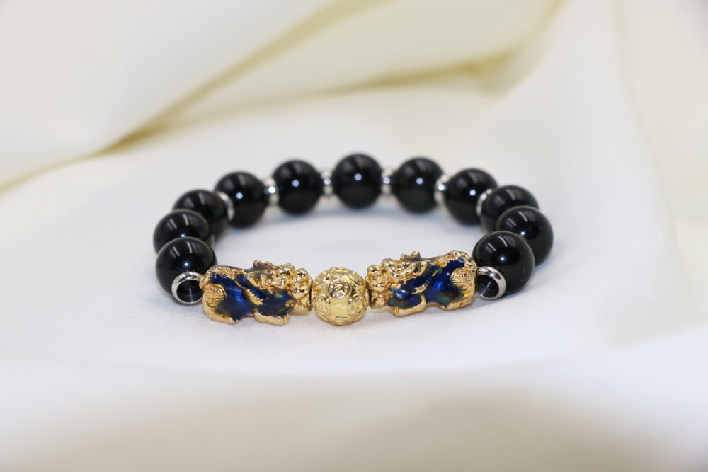 黑曜石溫感貔貅手串