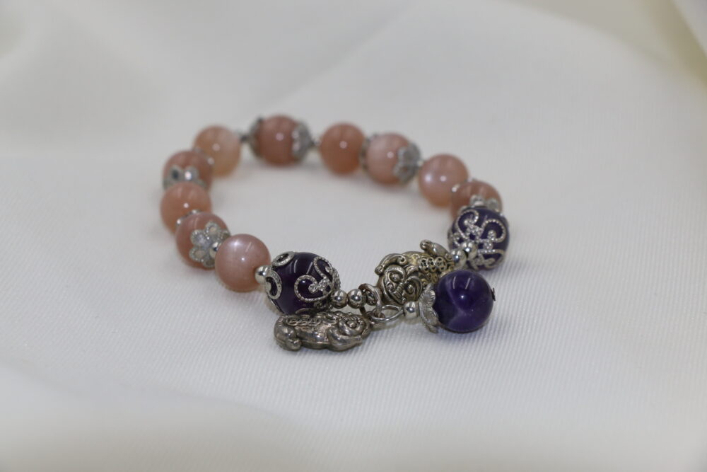 橙月光銀貔貅手串